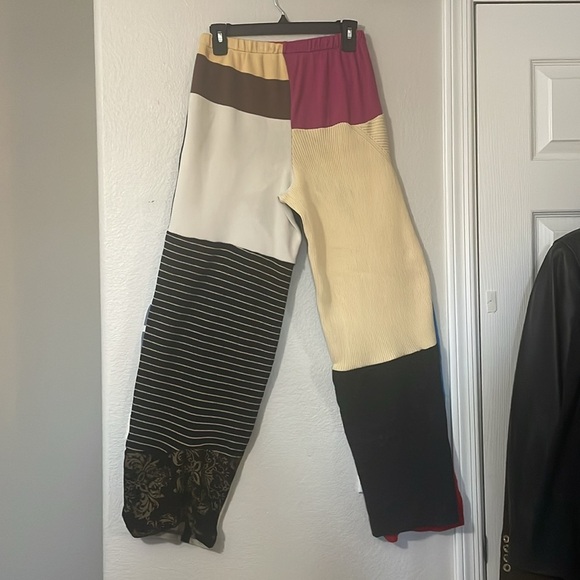 Patchwork up-cycled knit elastic waist full leg pants. All fabrics very soft. - Picture 16 of 16